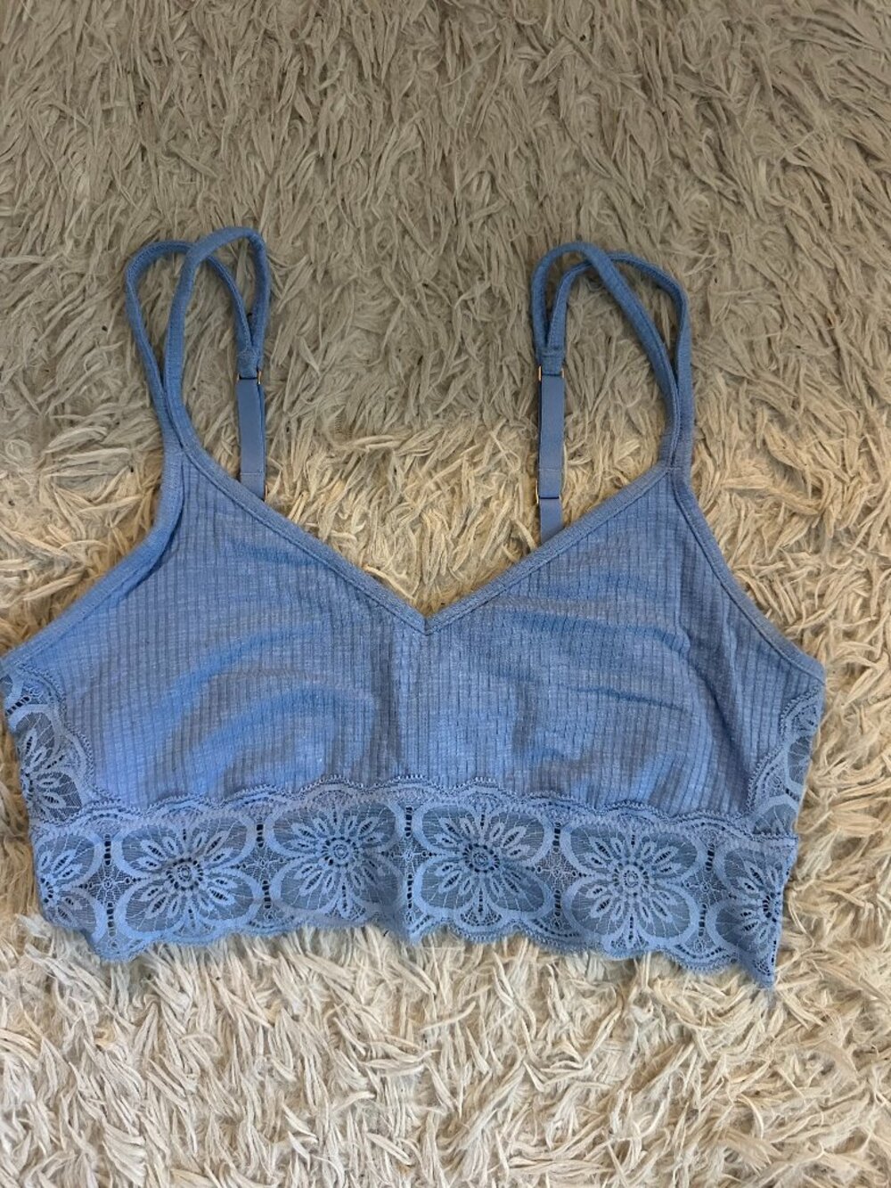 Aerie Blue Lace Cropped Tank Top